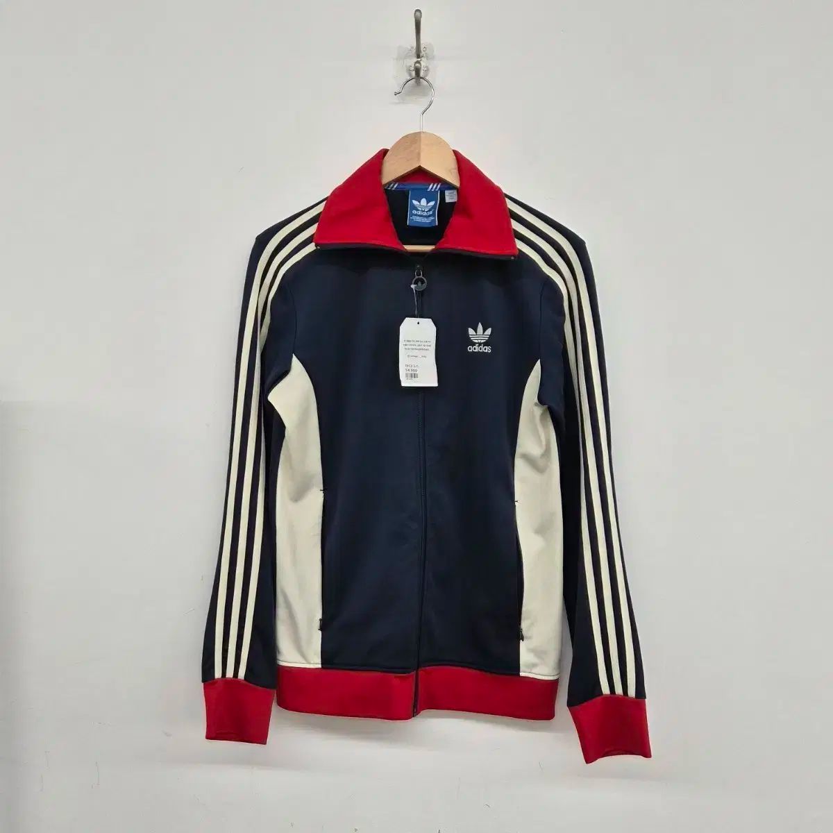 アディダス 3本線 トラックジャージ ネイビー レッド メンズ M