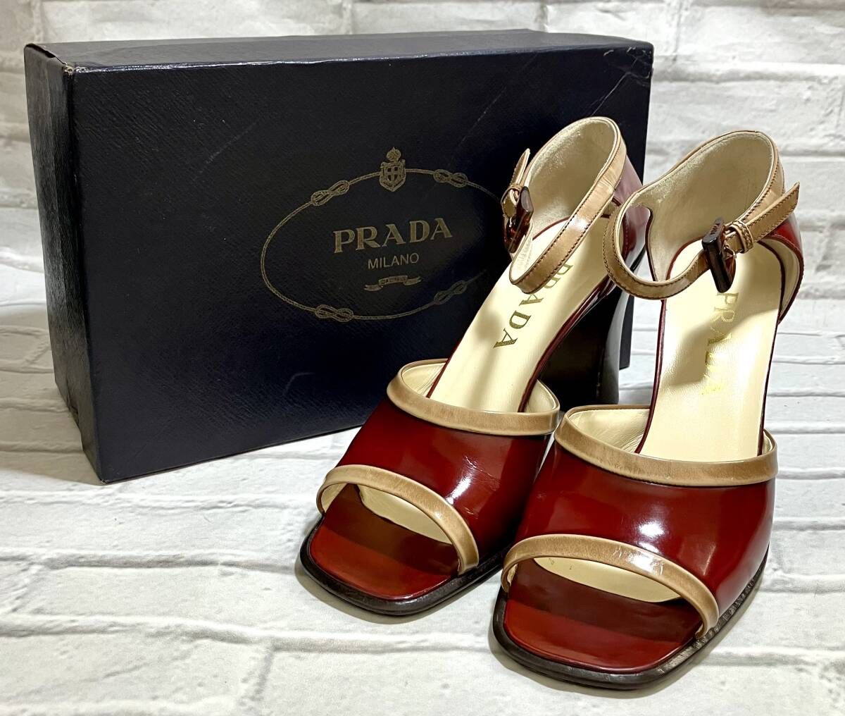 PRADA プラダ サンダル レッド サイズ38 1 2 き イタリア製