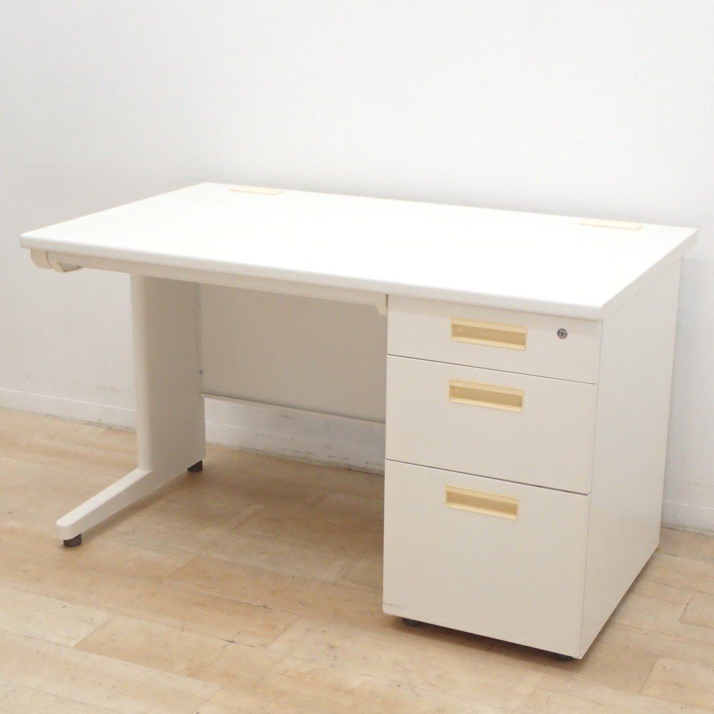 オフィスコム 片袖デスク ホワイト W 1200 D 700 H 事務机 オフィスデスク パソコンデスク 片袖机 配線口 鍵無 EG 19309 オフィス家具