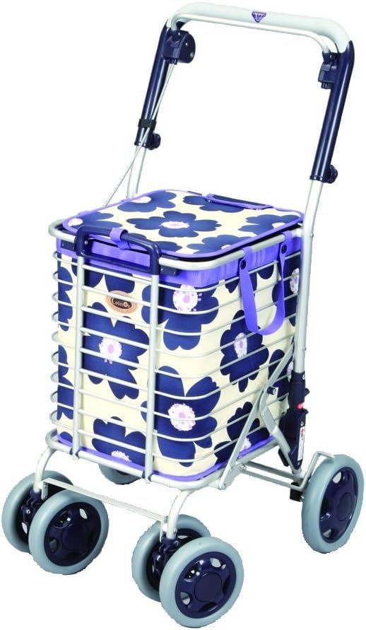 アルミワイヤーカート A-0245H 花柄青