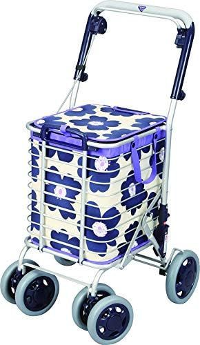  アルミワイヤーカート A-0245 H 花柄青 台車 DIY 工具