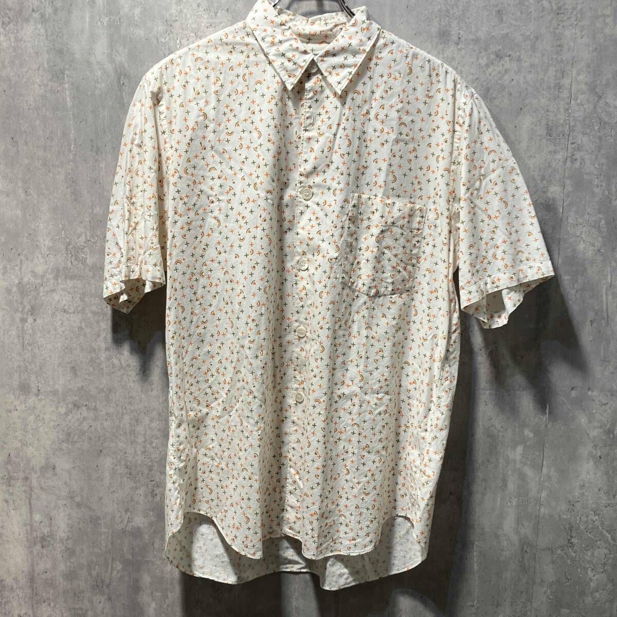 02ss COMME des GARCONS HOMME short sleeves T-shirt 総柄半袖シャツ 田中オム ホワイト コムデギャルソンオム