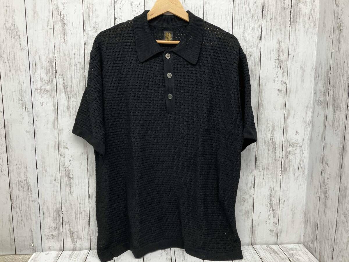 BATONER 半袖ニットポロシャツ ブラック BN-24SM-055 メッシュ サイズ2