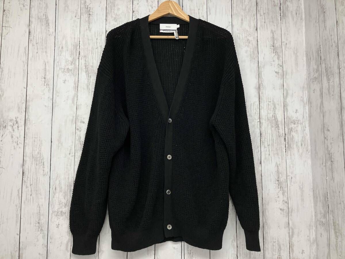 Graphpaper カーディガン ブラック メッシュ 24SS LINEN SOLOTEX KNIT CARDIGAN GU241-80207 サイズ1