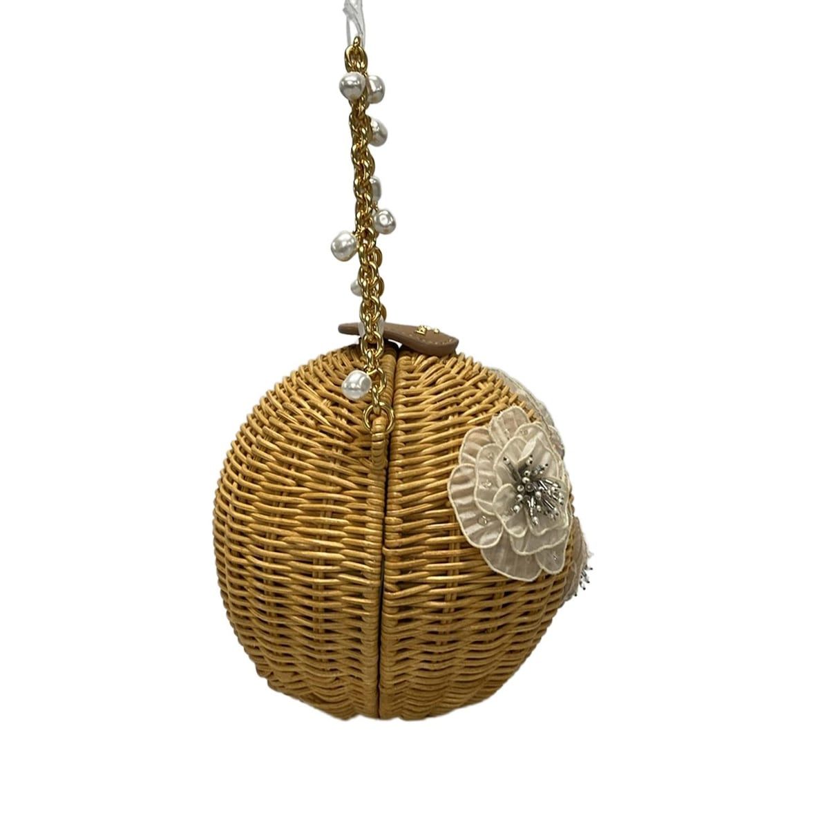 ケイトスペード ハンドバッグ ブライダル ウィッカー ブーケ ランタン クロスボディ KB278 ライトブラウン×アイボリー×ゴールド レザー