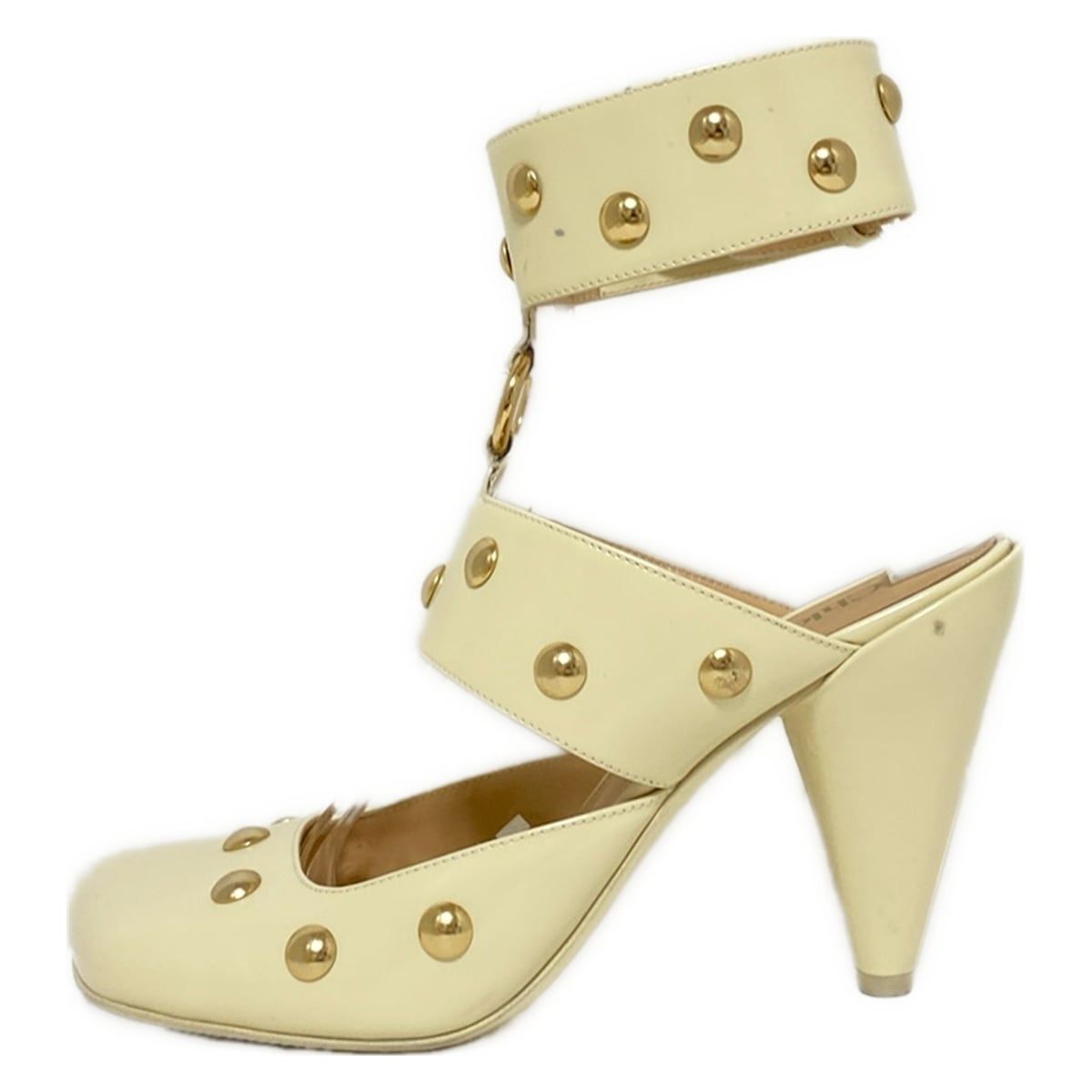 Chloe クロエ サンダル 37 レディース - アイボリー スタッズ レザー