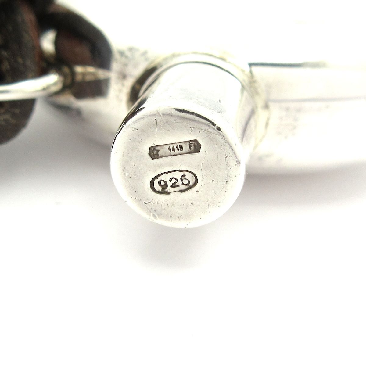  HERMES エルメス ネックレス - レザー シルバー×ダークブラウン パフュームボトル ネックレス アクセサリー