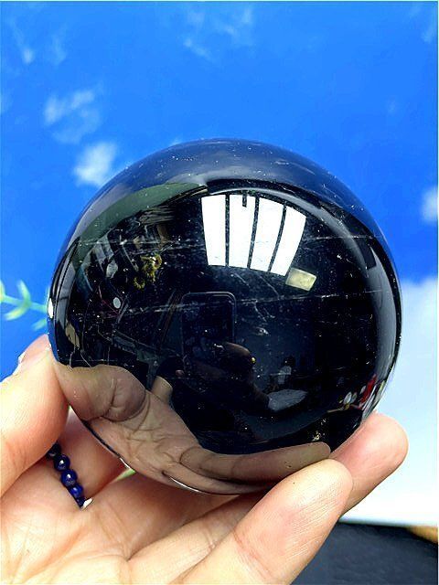 130mm 3287gAAA級魔除け天然モリオン丸玉B78C1/249C30D 130mm 3287gAAA