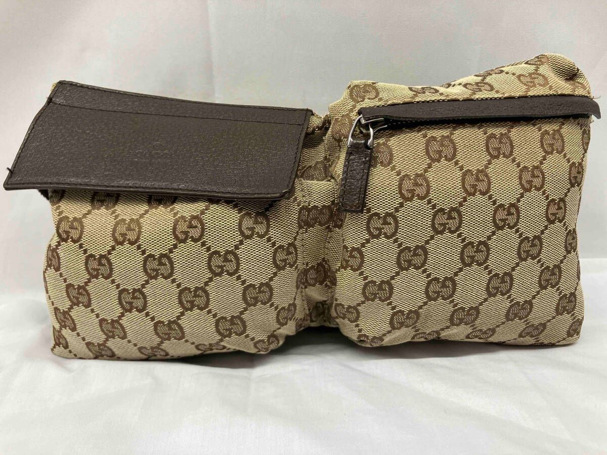 GUCCI グッチ GGキャンバス ボディバッグ ウエストバッグ バッグ キャンバス×レザー ベージュ 28566 2123