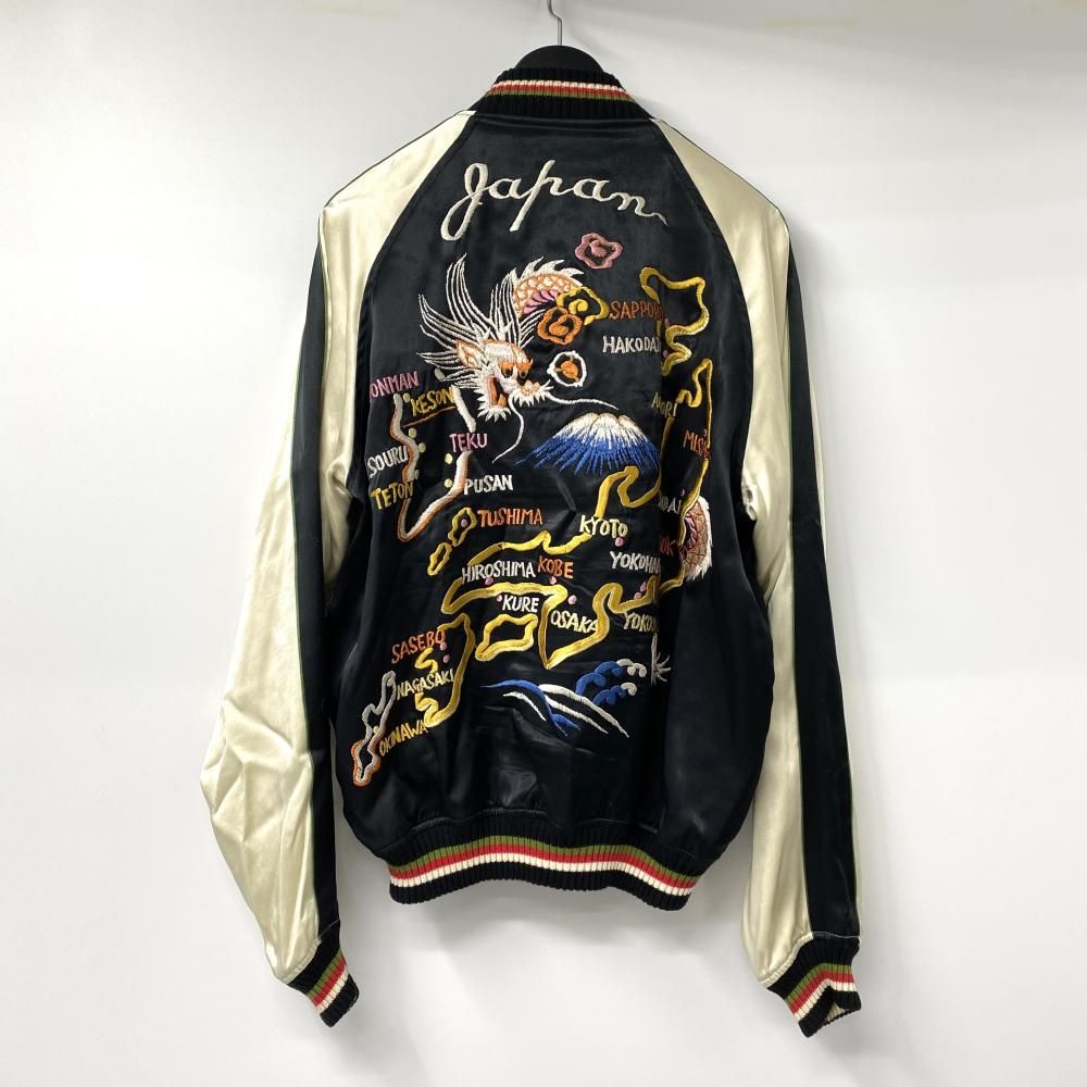 FLAT HEAD 龍虎 JAPAN リバーシブルスカジャン ブラック ゴールド サイズM フラットヘッド 17