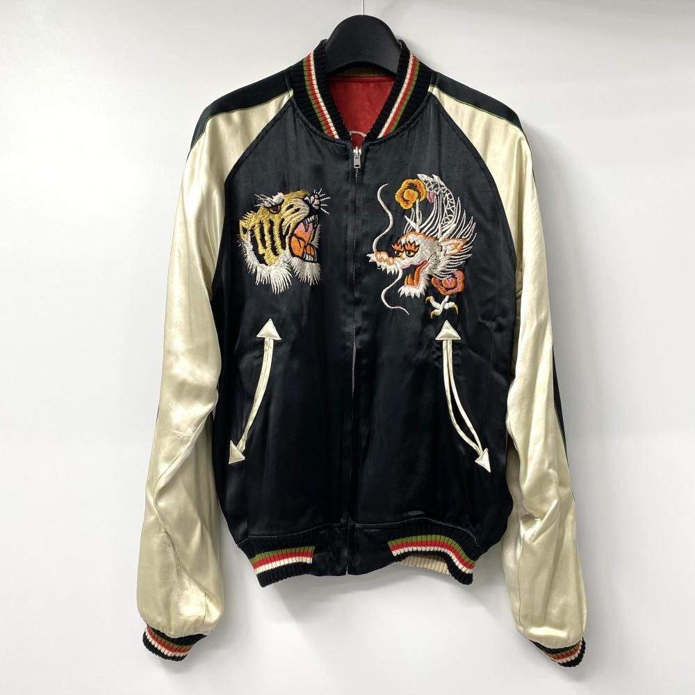 FLAT HEAD 龍虎 JAPAN リバーシブルスカジャン ブラック ゴールド サイズM フラットヘッド 17