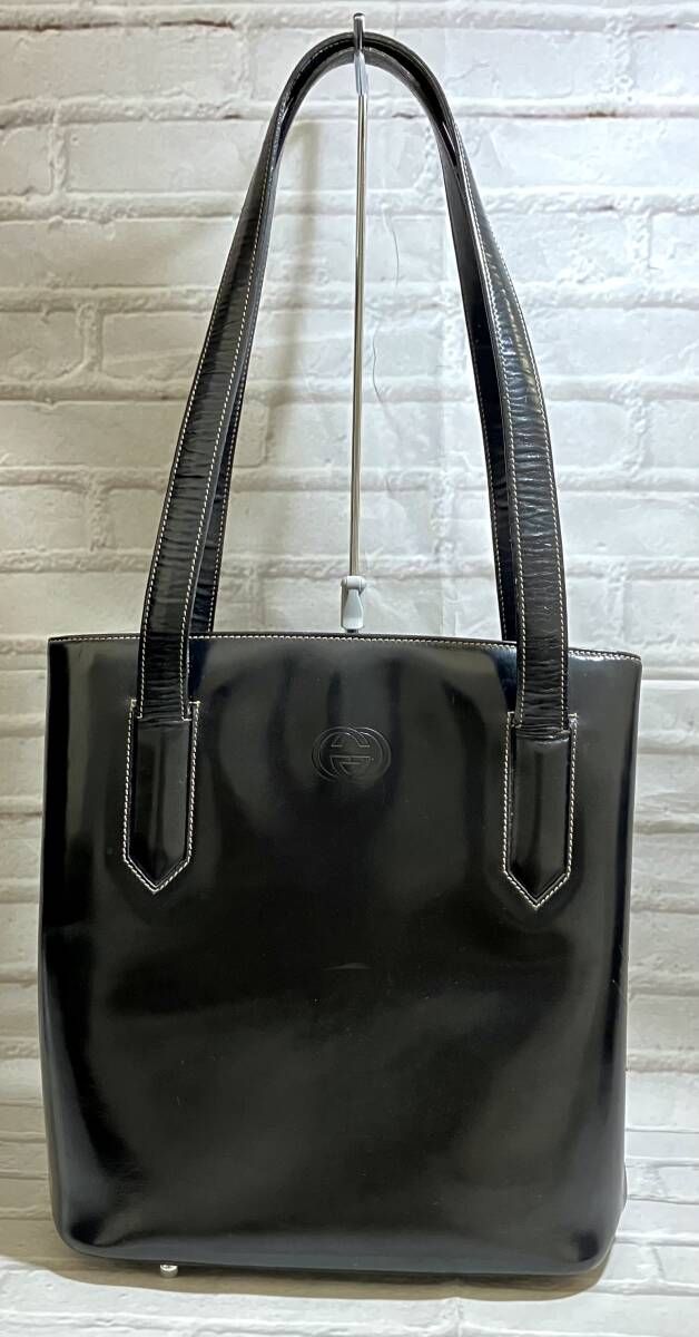 AI鑑定済 GUCCI グッチ グッチ 0011090959 レザー ショルダートートバッグ ブラック