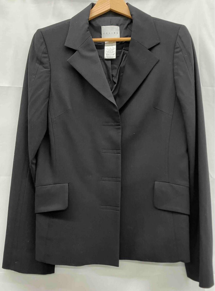 CELINE セリーヌ スーツ ジャケット スカート セットアップ レディース サイズ 上 38 下 36 ブラック