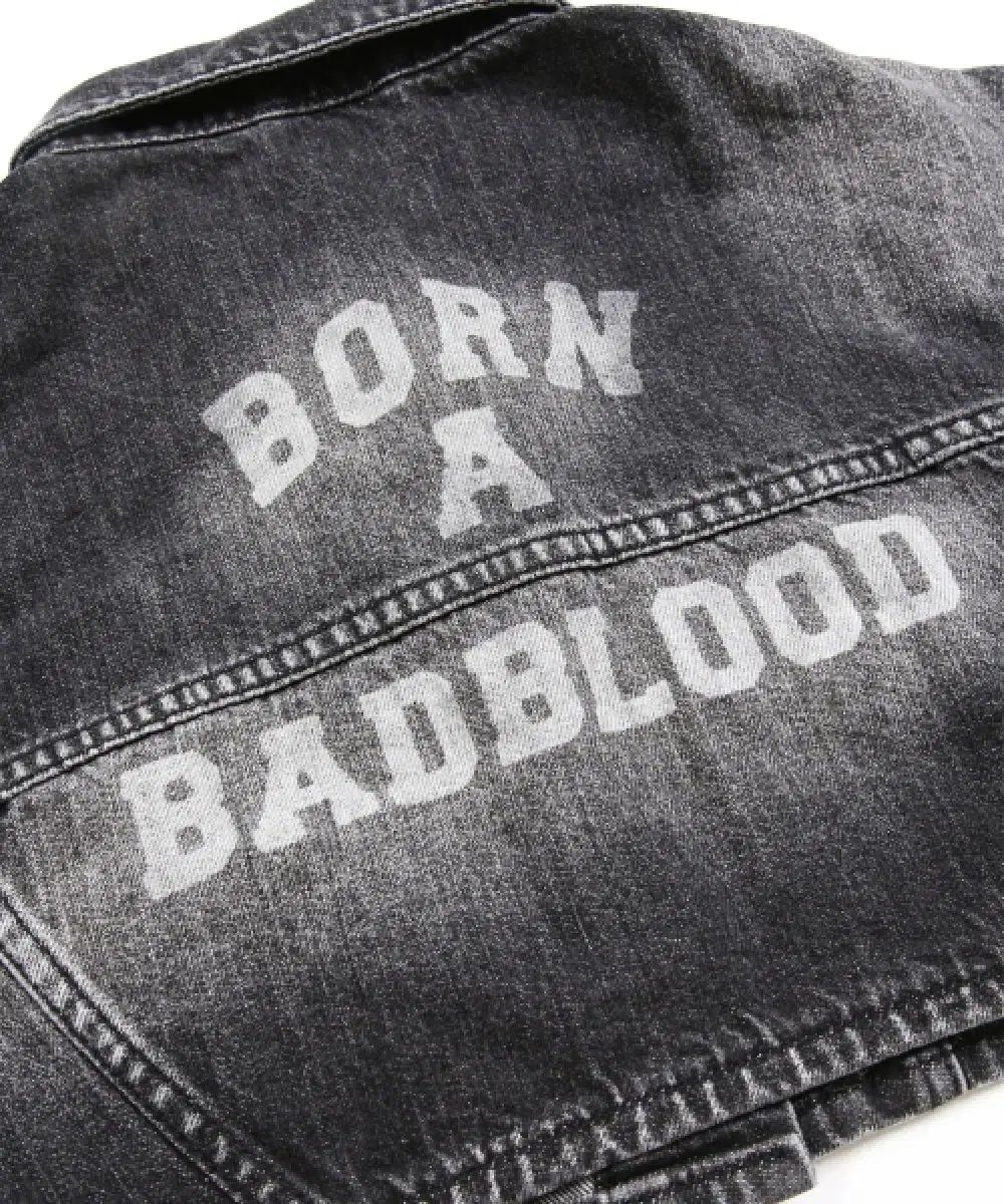 BADBLOOD バッドブラッド EXTRA Shift The Map クロップド デニム トラッカー ジャケット s