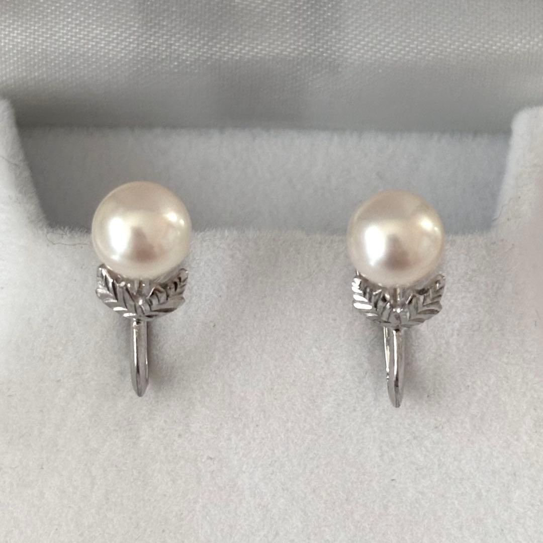 210 ミキモト シルバー パール 約6.7mm イヤリング ボタニカル