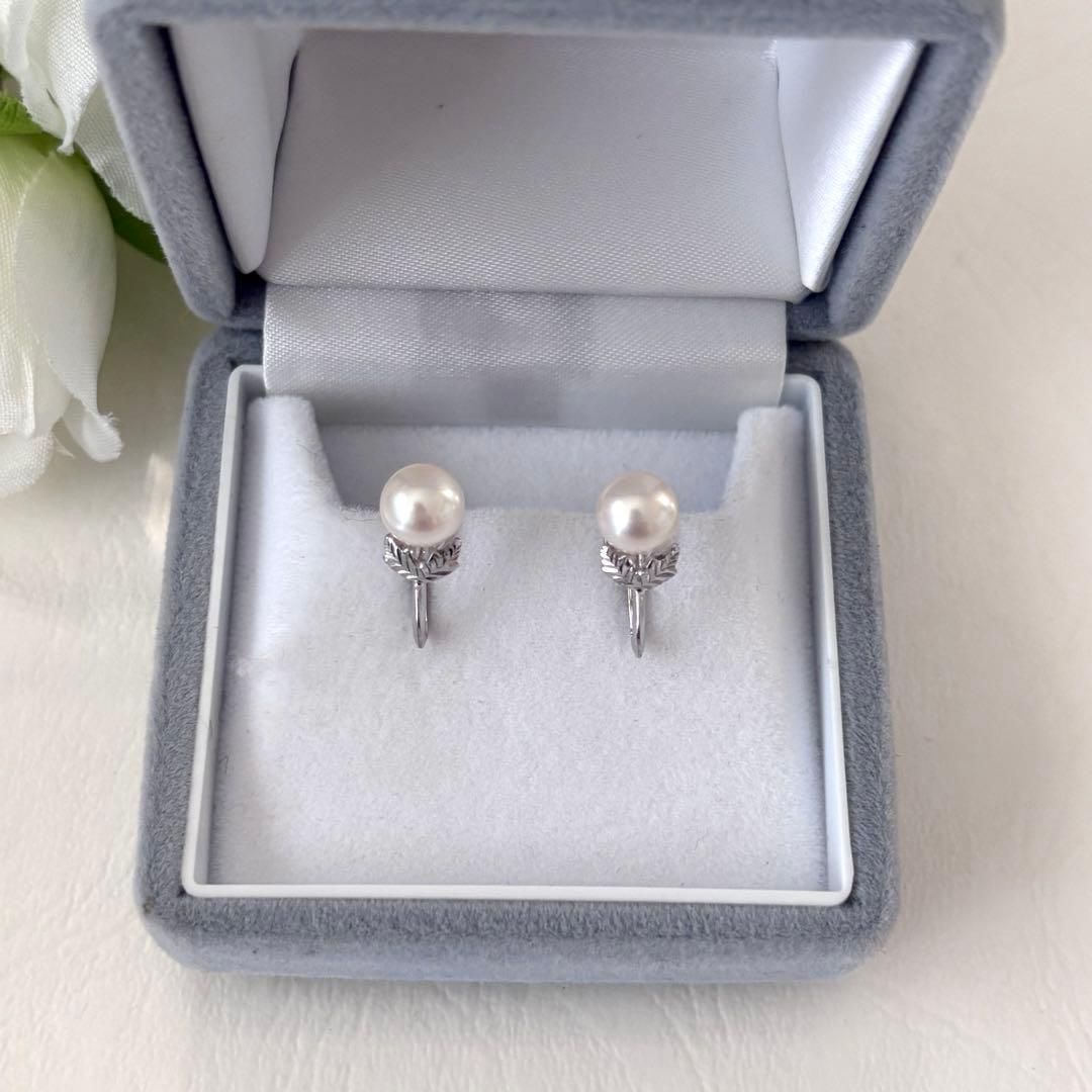 210 ミキモト シルバー パール 約6.7mm イヤリング ボタニカル