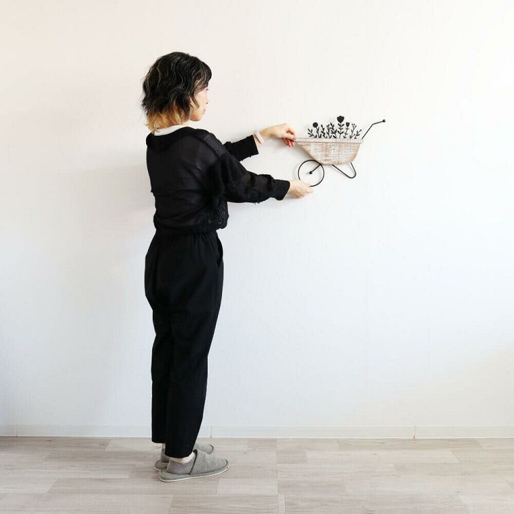 ウォールアートパネル 壁掛け 壁飾り フラワーカート ガーデニング インテリア 壁 アートパネル 北欧 雑貨 リビング おしゃれ モダン 装飾 ウォールデコレーション シンプル ウォールアート 壁掛け 壁飾り フラワーカート アイアン製ウォールアート フラワーモチーフ 幅