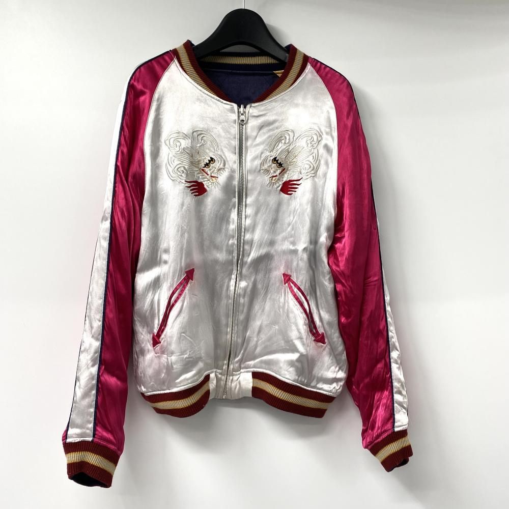 色移り有 梵殷 龍 刺繍 リバーシブルスカジャン レッド シルバー ファイン 17