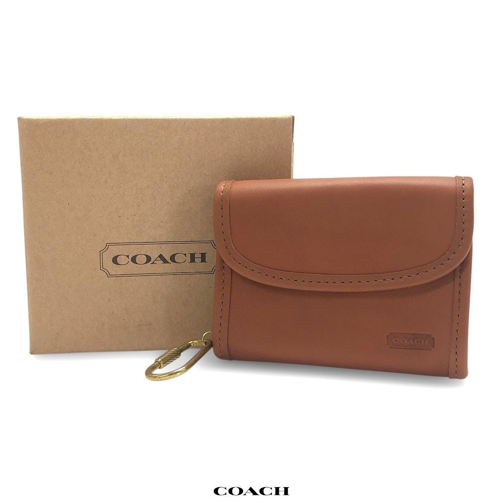 級 COACH コーチ レザー コインケース コンパクトウォレット 財布 ミニウォレット 鑑定済み