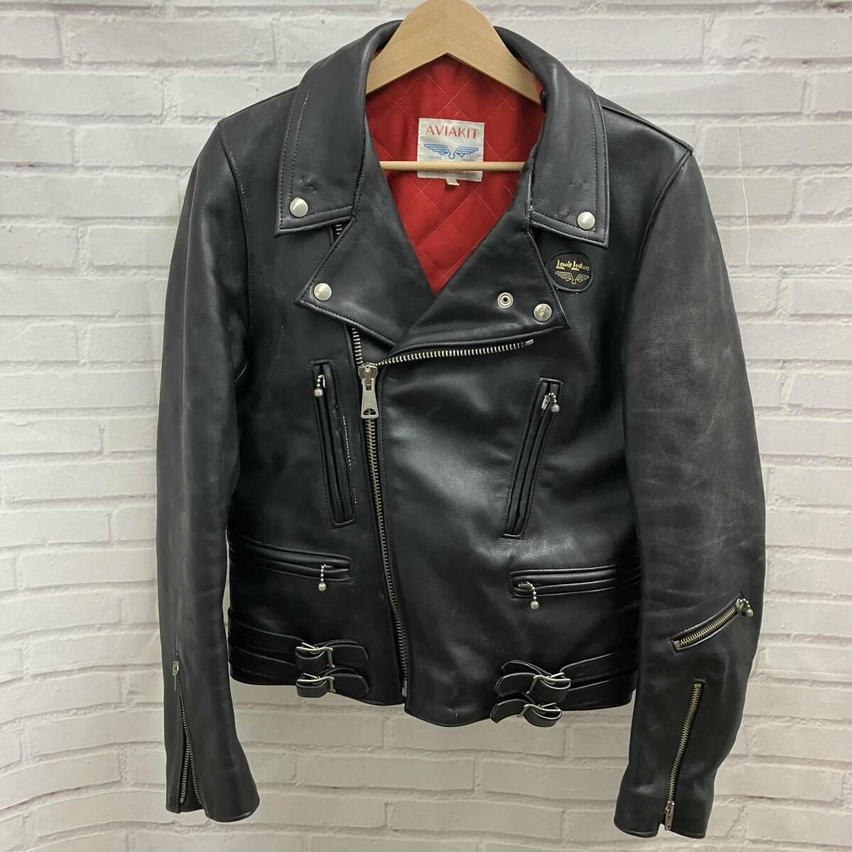 Lewis Leathers ルイスレザーズ ダブルライダース 70s 英国製 319 LIGHTNING 古着 ライトニング サイズ34 ブラック