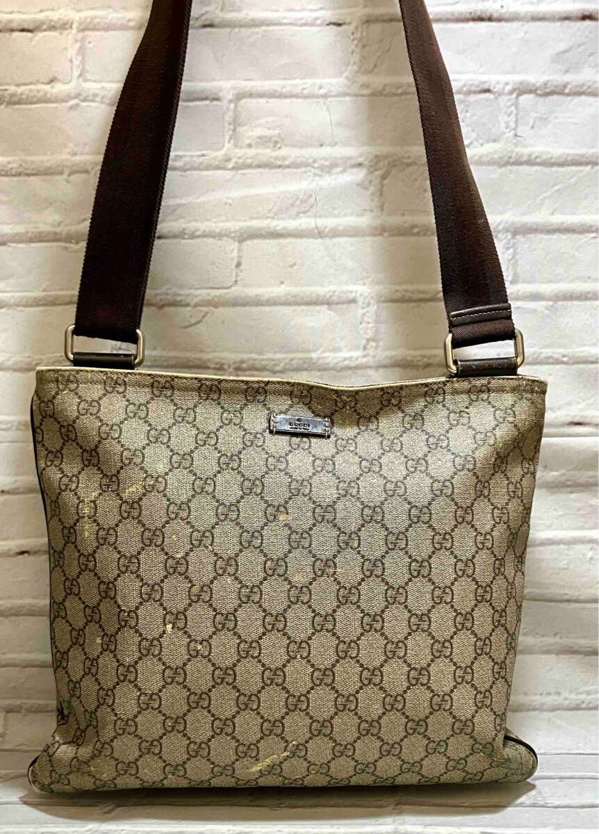 AI鑑定済 GUCCI グッチ ショルダーバッグ GGスプリーム 201446 213 保存袋付