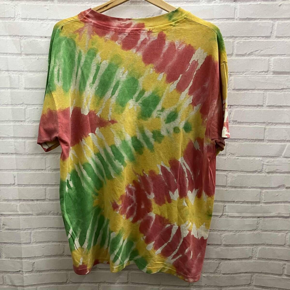 BOB MARLEY ボブマーリー 半袖Tシャツ 80s 90s Hanes タイダイ 総柄 古着 サイズL レッド マルチ