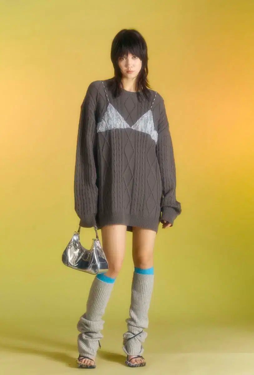 アンダースンベル レース ランジェリー ボーイフレンドフィット ニット