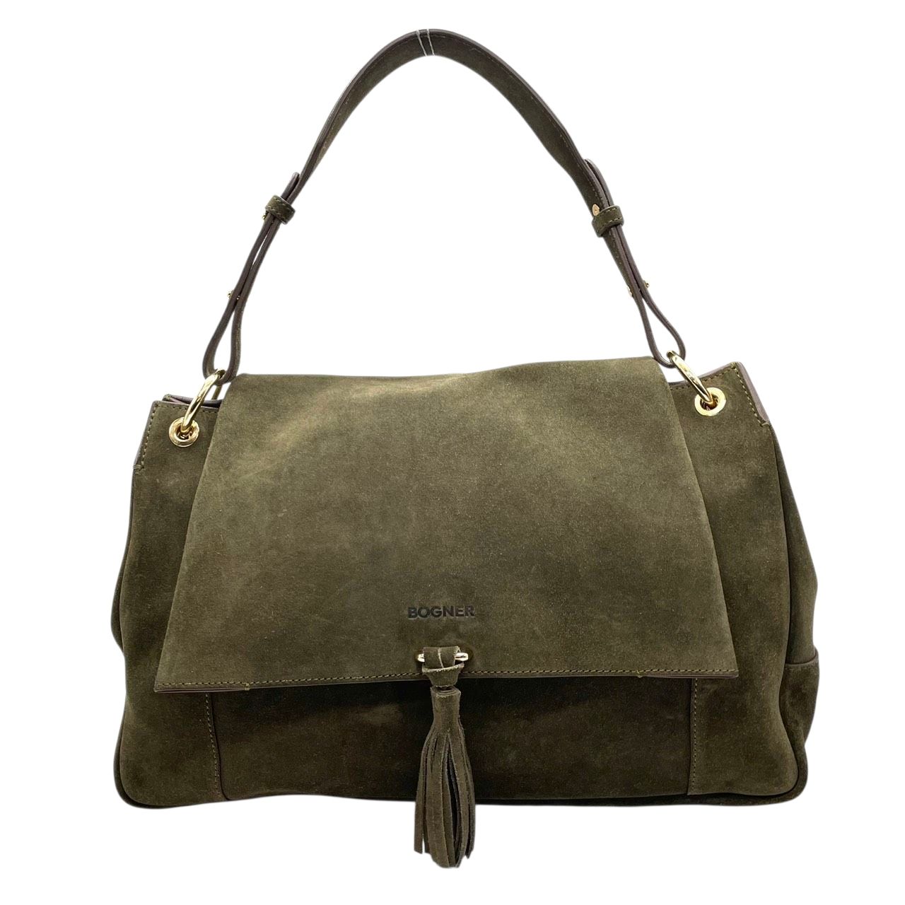 級 ボグナー スエード ワンショルダーバッグ ハンドバッグ カーキ 大容量 A4収納可 タッセル レディース BOGNER 肩掛け エレガント 上品なデザイン U1