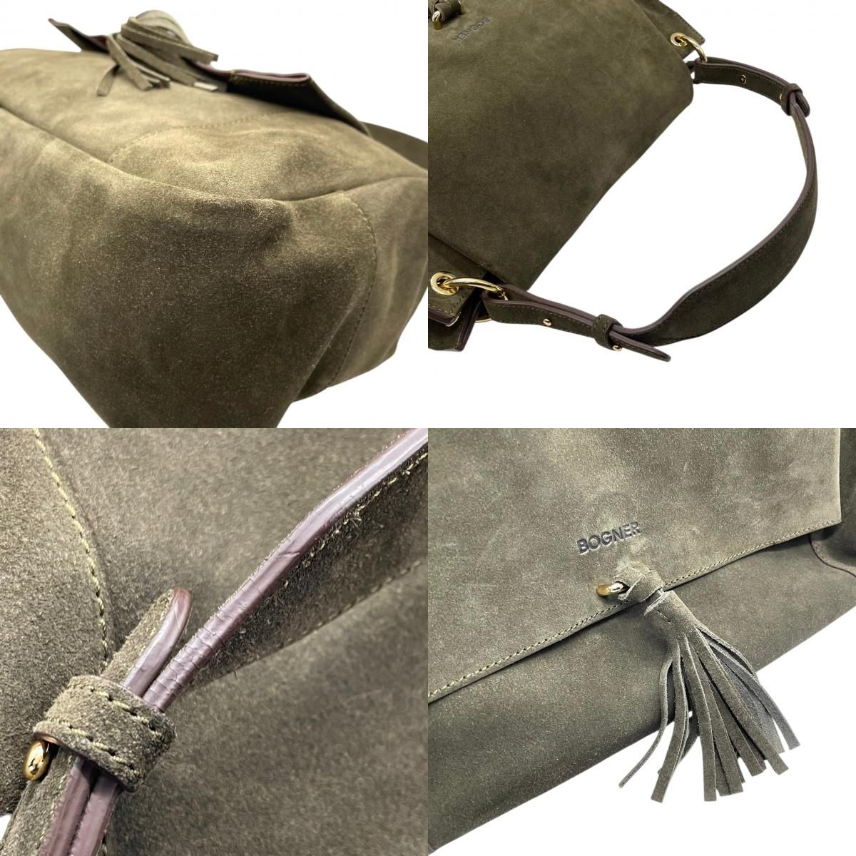 級 ボグナー スエード ワンショルダーバッグ ハンドバッグ カーキ 大容量 A4収納可 タッセル レディース BOGNER 肩掛け エレガント 上品なデザイン U1 DECORATOM_COM_BR