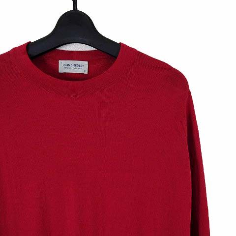 ジョンスメドレー JOHN SMEDLEY 英国製 ニット セーター ウール 長袖 クルーネック イレヘム S 赤 レッド