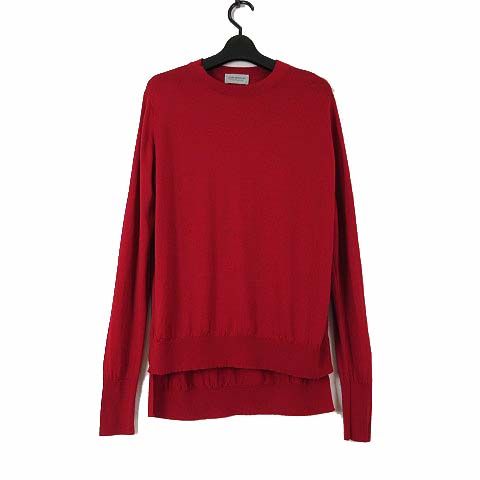 ジョンスメドレー JOHN SMEDLEY 英国製 ニット セーター ウール 長袖 クルーネック イレヘム S 赤 レッド