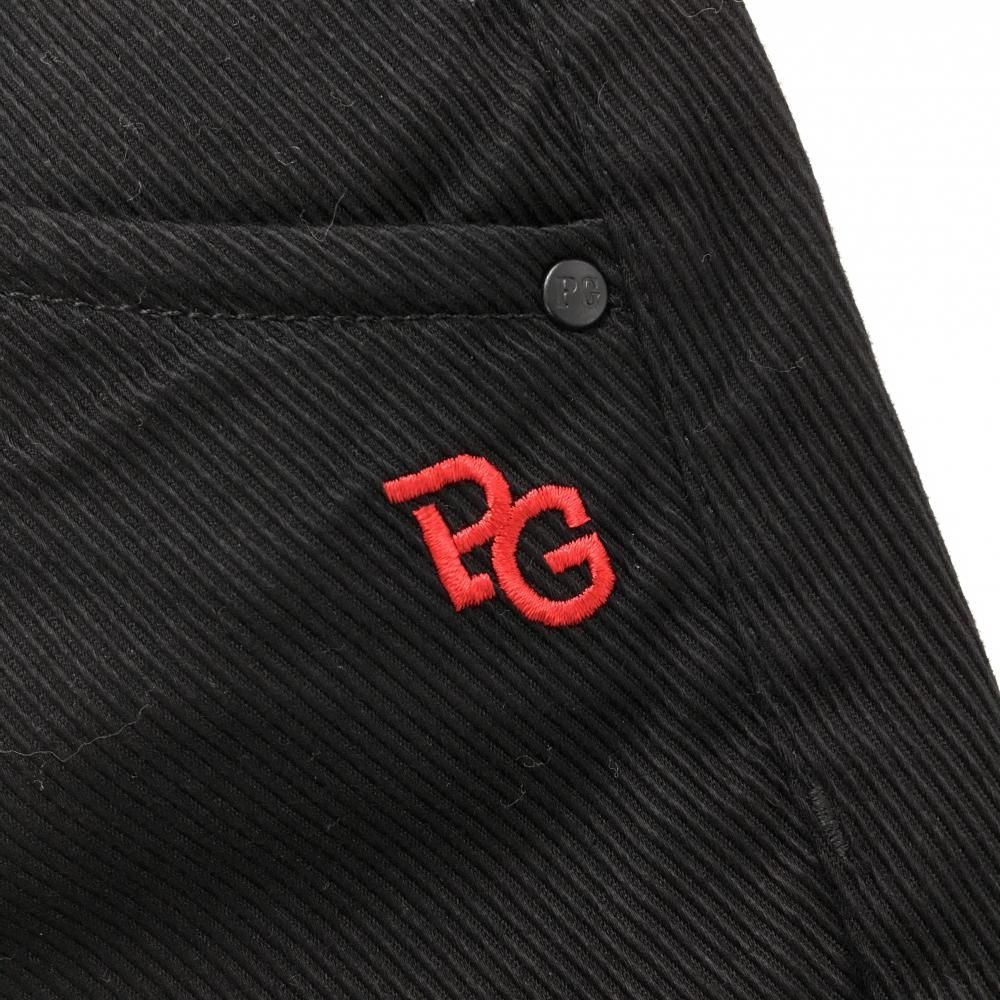 美品】パーリーゲイツ パンツ 黒 ロゴレッド ティー装着可 ストレッチ