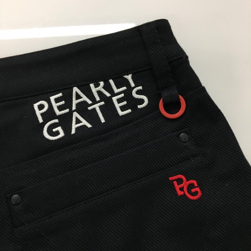 美品】パーリーゲイツ パンツ 黒 ロゴレッド ティー装着可 ストレッチ