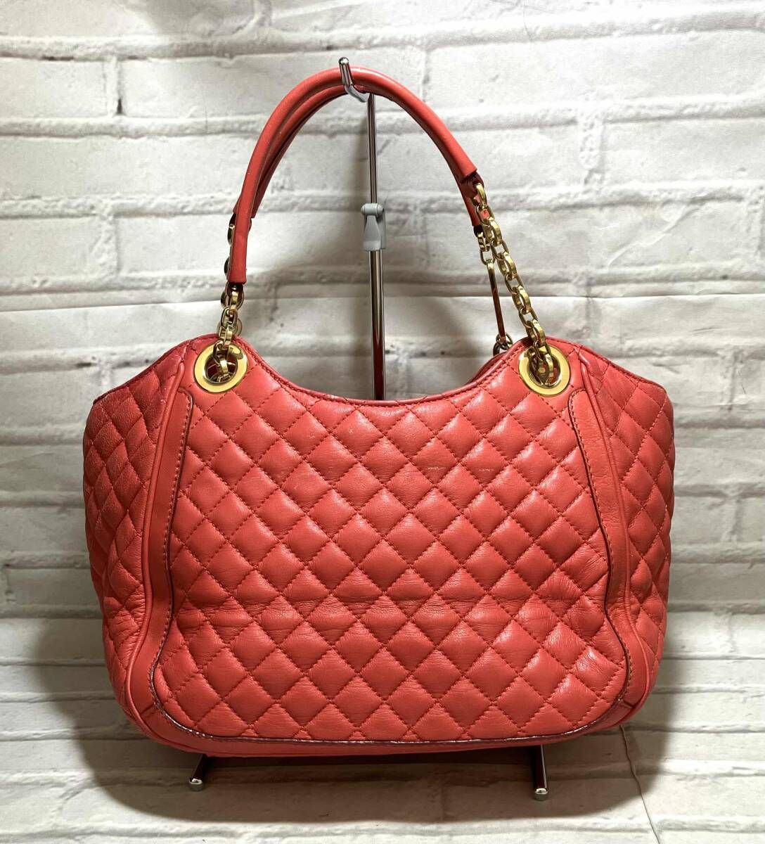 Salvatore Ferragamo サルヴァトーレフェラガモ ハンドバッグ ダブルガンチーニキルティングマトラッセ サーモンピンク