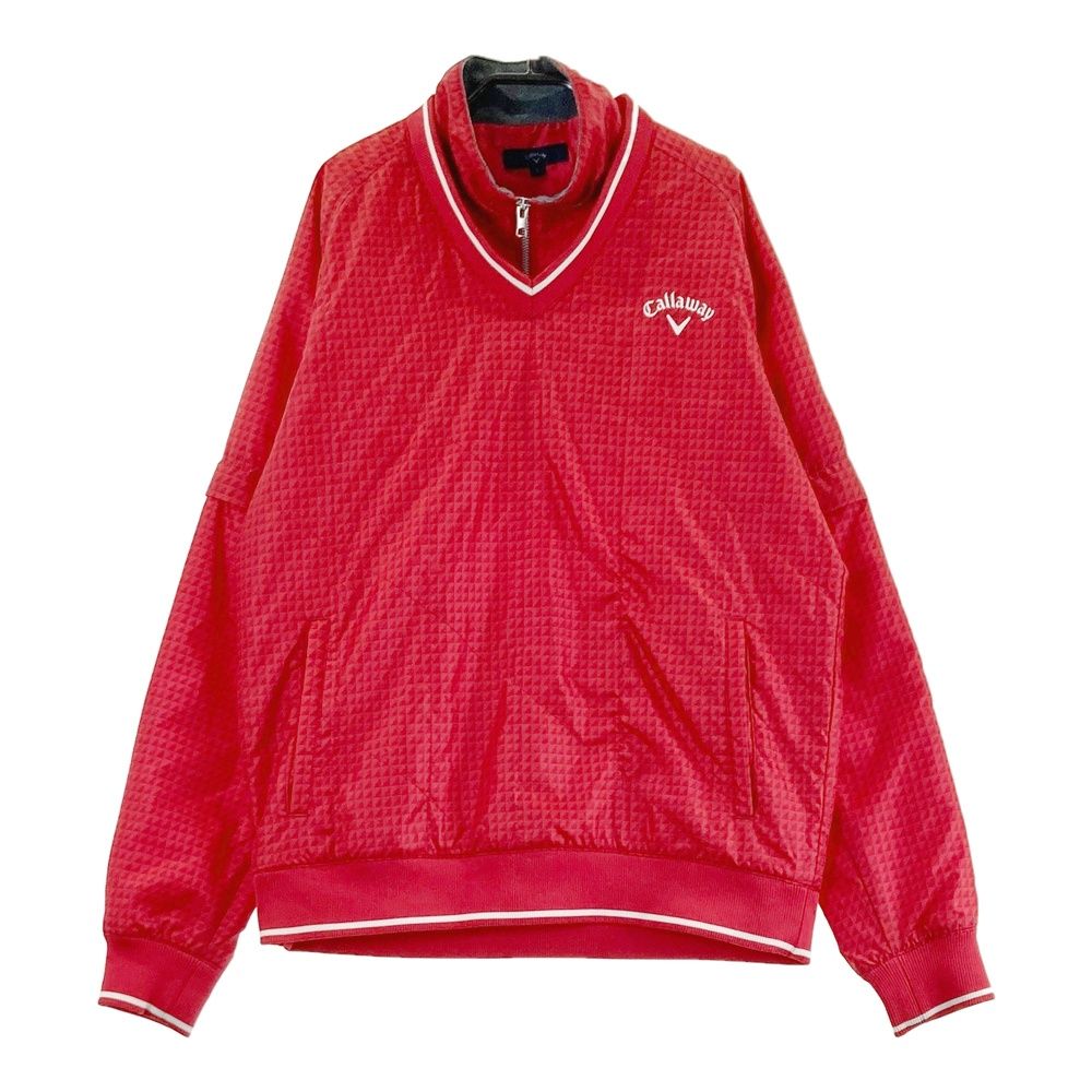サイズ L CALLAWAY キャロウェイ ネック付 2WAY 中綿ブルゾン 総柄 レッド系 240101404245 ゴルフウェア メンズ ストスト