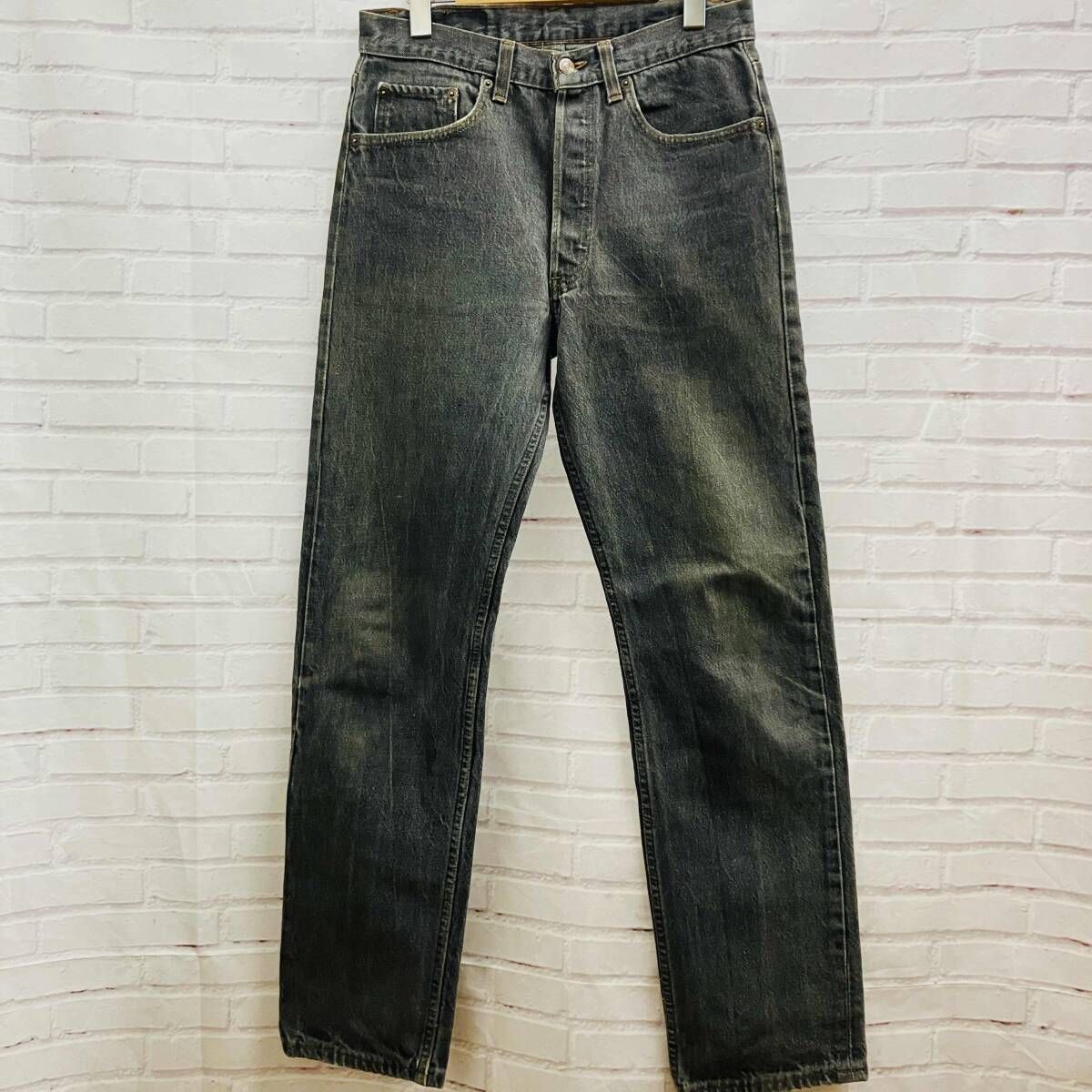LEVI’S リーバイス 80s 501 先染めブラック W31 L32 内股ダブル ボタン裏刻印653 ジーンズ デニム 古着