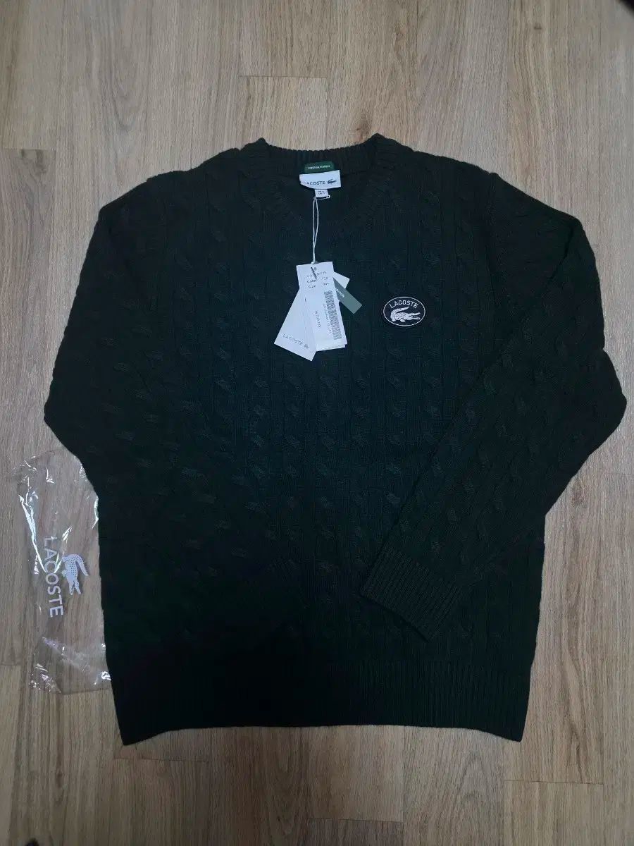ラコステ ウールカシミア ケーブル ニット 4 サイズ ダークグリーン