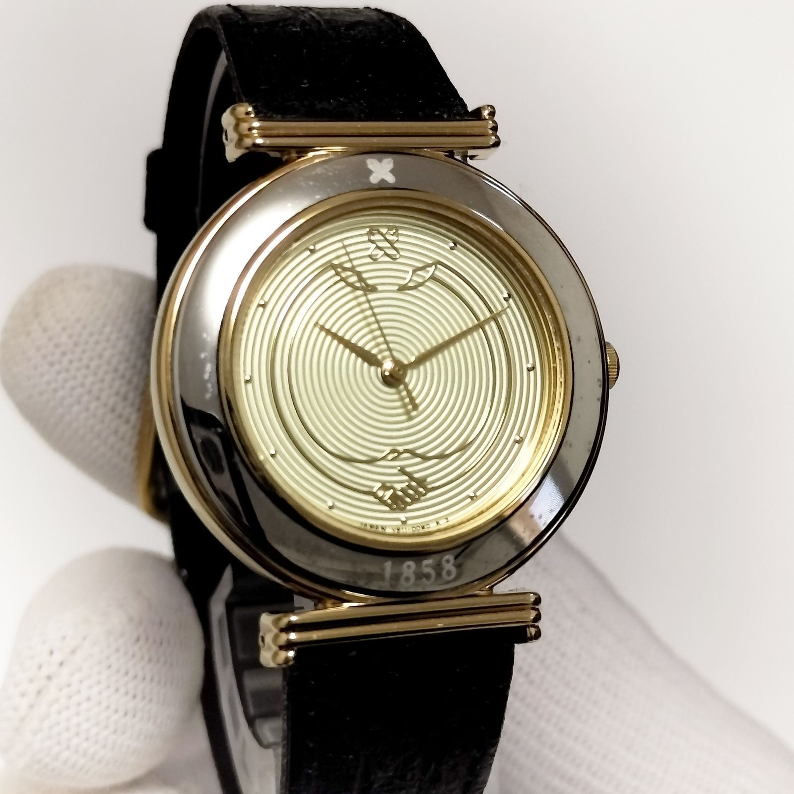 再入荷分 ご案内用 慶應連合三田会大会 記念モデル 腕時計 ゴールド×ブラック ラウンドフェイス V811-5620 稼働品