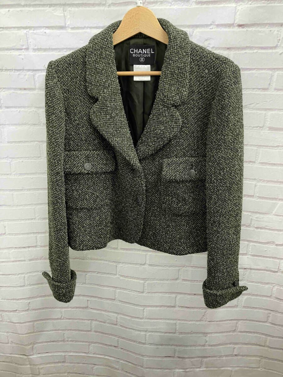CHANEL シャネル ショート丈ウールジャケット アンゴラ モヘア混 衣料