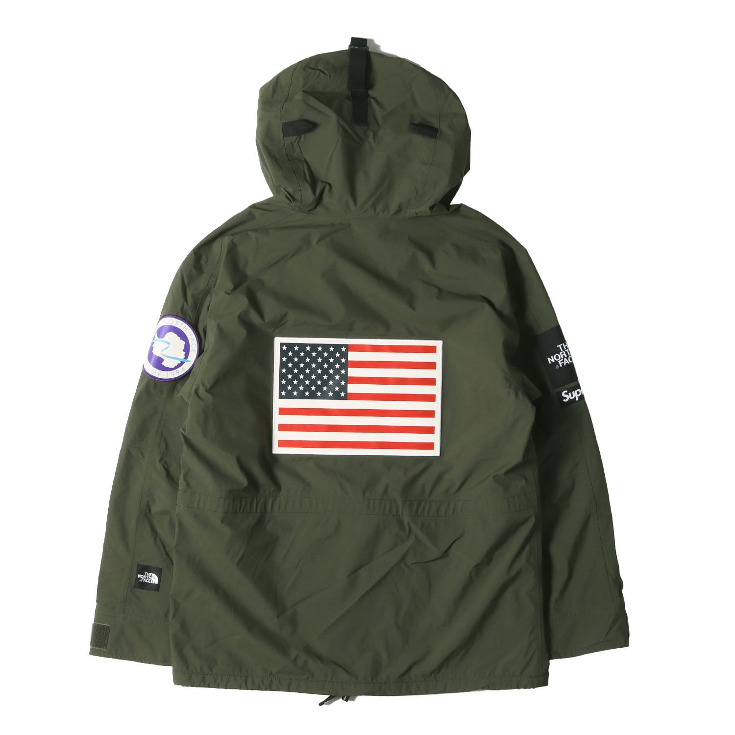 Supreme シュプリーム ジャケット サイズ S THE NORTH FACE GORE-TEX 星条旗ワッペン プルオーバージャケット Pullover オリーブ アウター ブルゾン 上着 コラボ メンズ