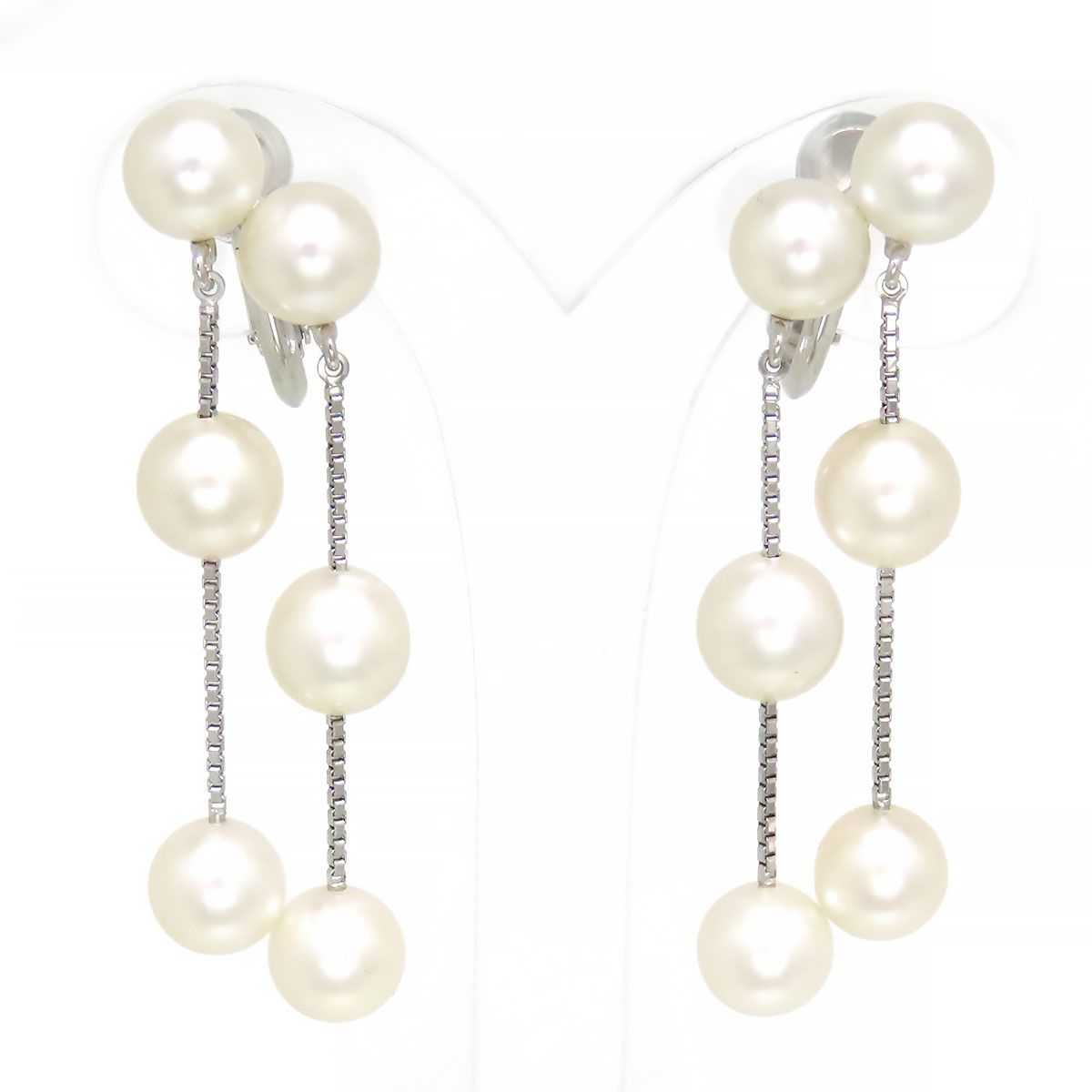 タサキ アコヤ パール チェーン ドロップ イヤリング K18WG レディース TASAKI ジュエリー