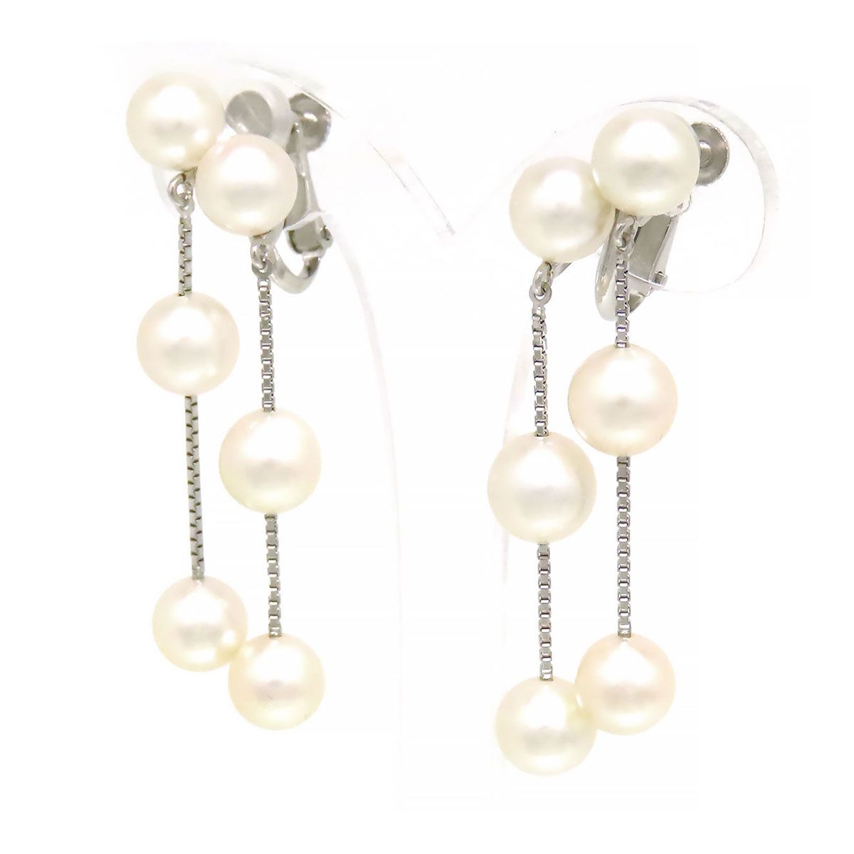 タサキ アコヤ パール チェーン ドロップ イヤリング K18WG レディース TASAKI ジュエリー