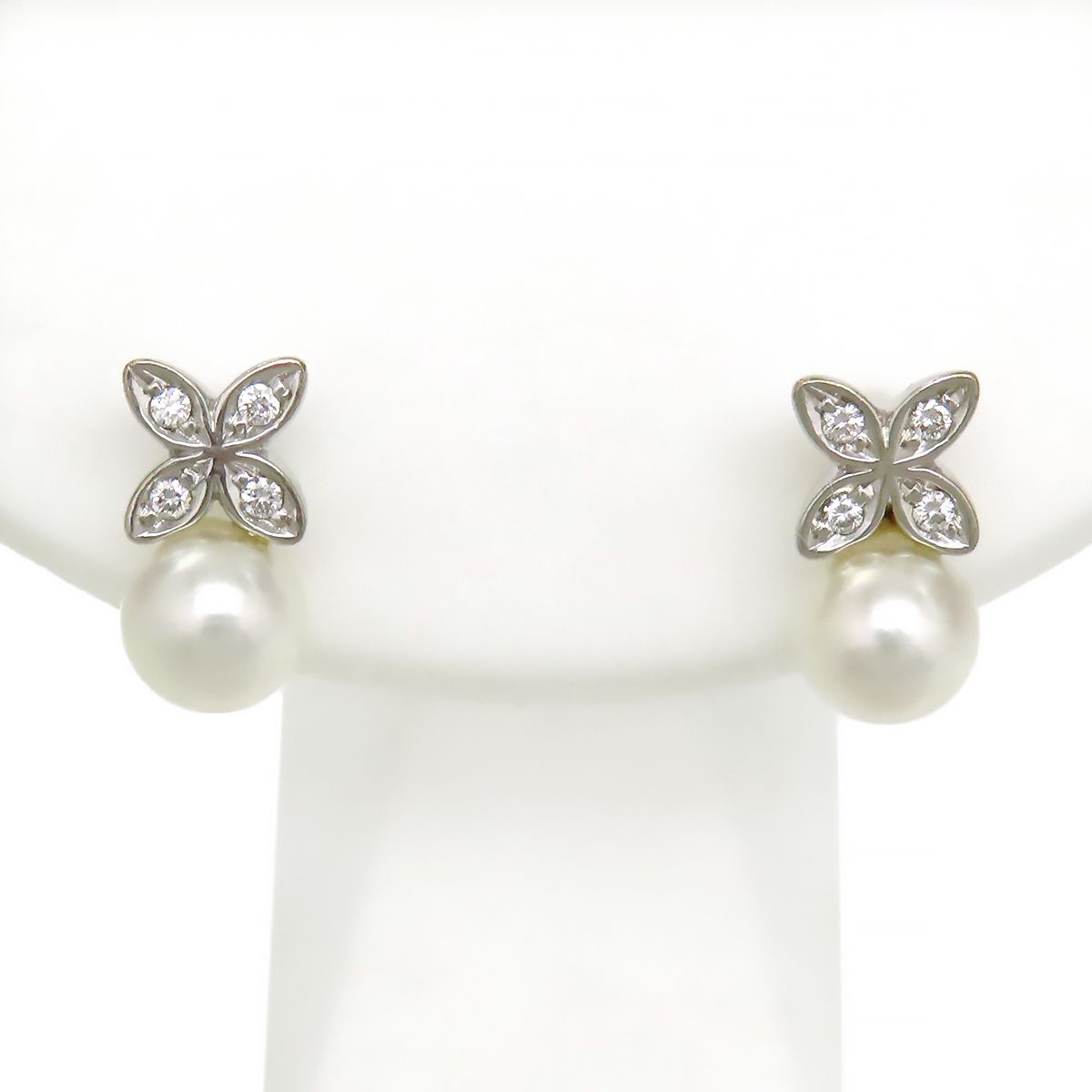 ミキモト フラワー パール ピアス PE-1392PU K18 K18WG レディース MIKIMOTO ジュエリー