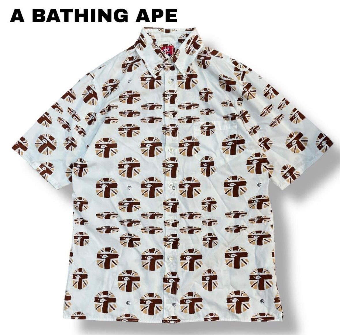 A BATHING APE ユニオンジャック エイプヘッド 総柄 半袖シャツ