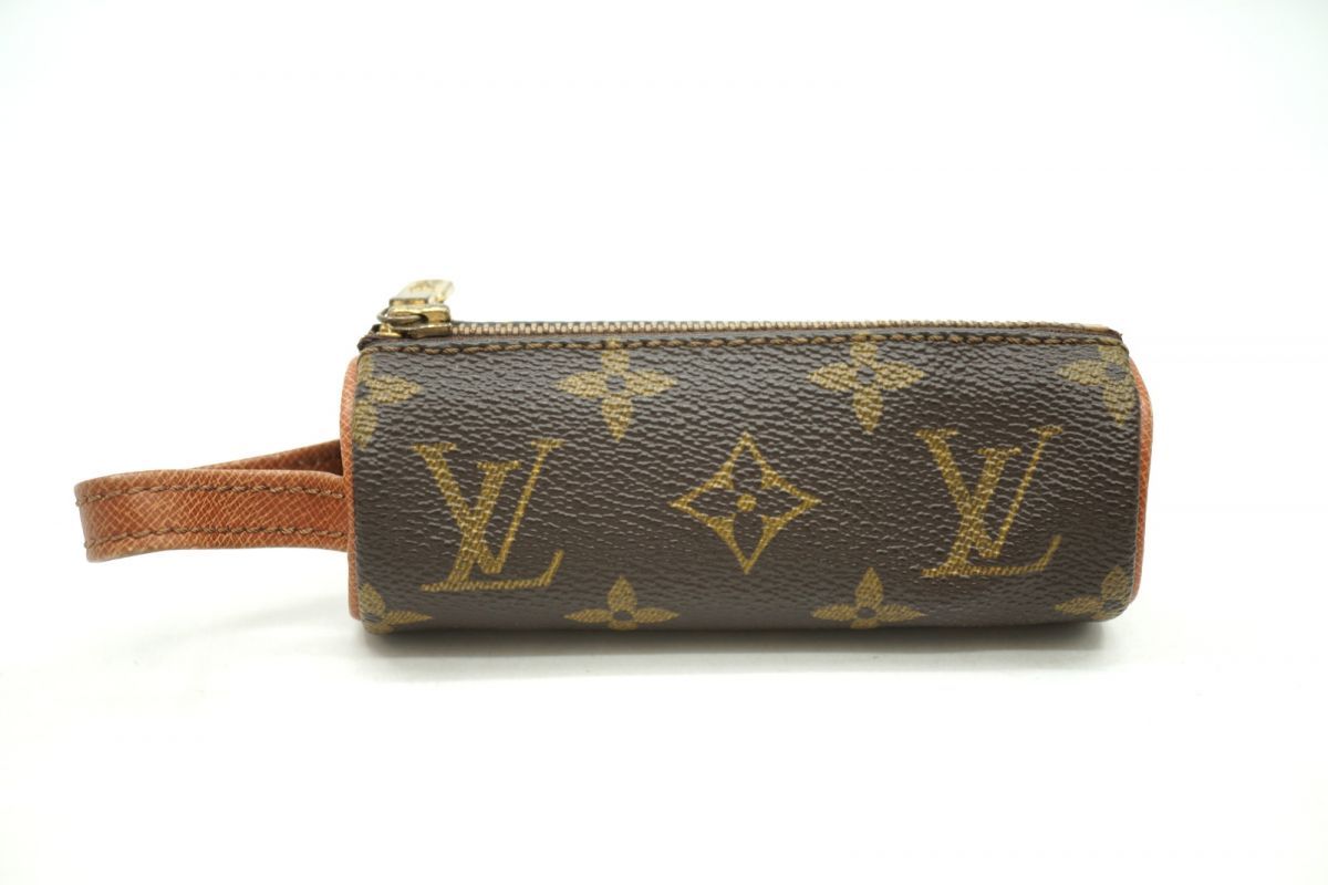 ルイ ヴィトン ヴィンテージ エテュイ トロワ モノグラム ゴルフボールケース 小物入れ LV PVCレザー 茶 ブラウン Louis Vuitton 4233k