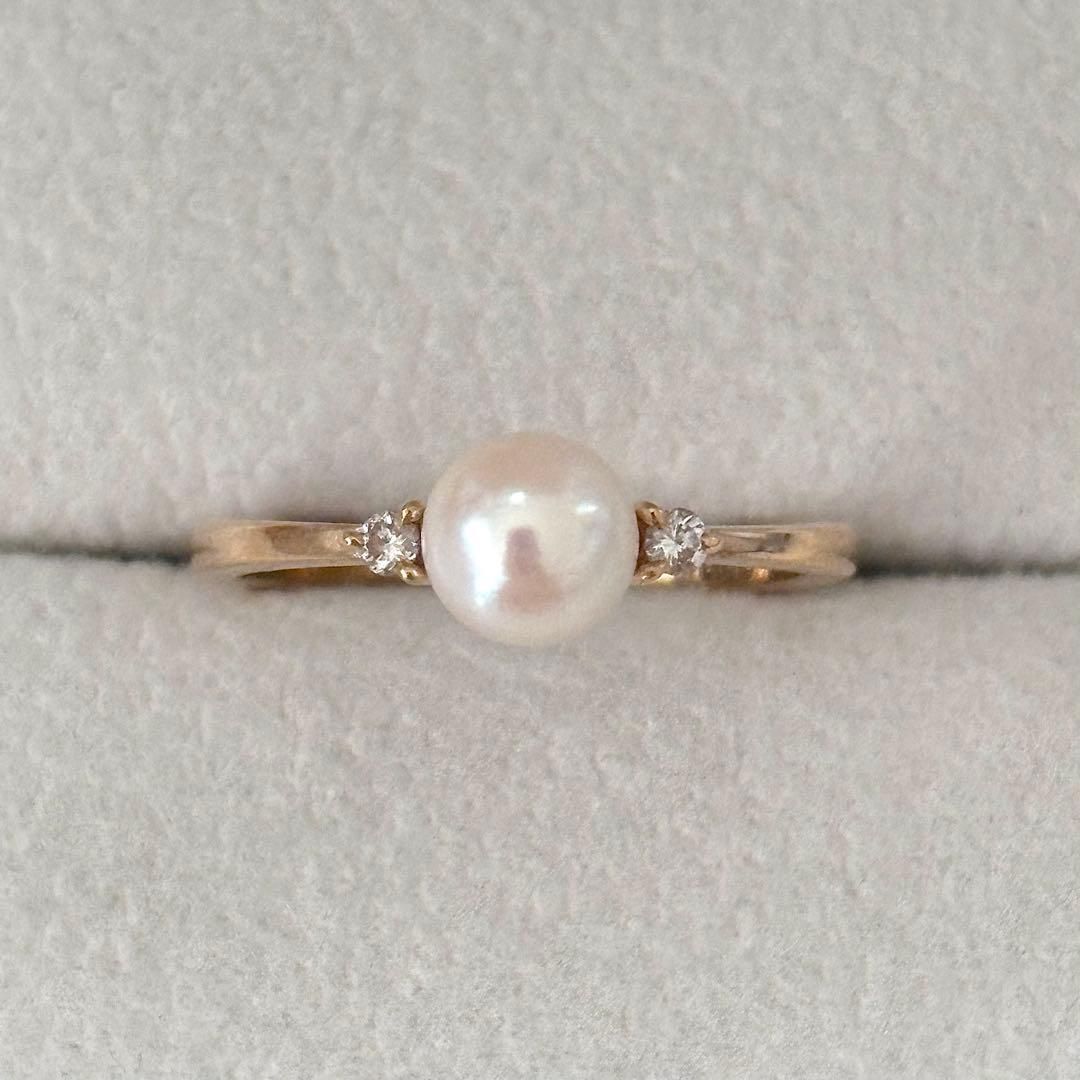 440 タサキ K 18 パール 約5 1 mm ダイヤモンド リング 約6号