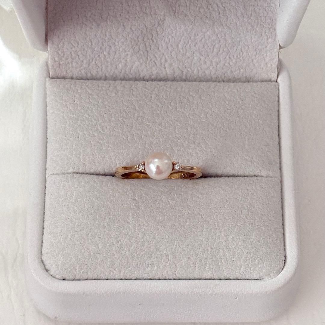 440 タサキ K 18 パール 約5.1 mm ダイヤモンド リング 約6号