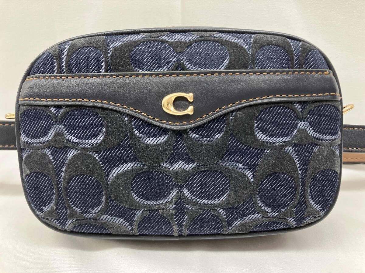 COACH コーチ ウエストバッグ ボディバッグ シグネチャーデニム×レザー ネイビー F58550