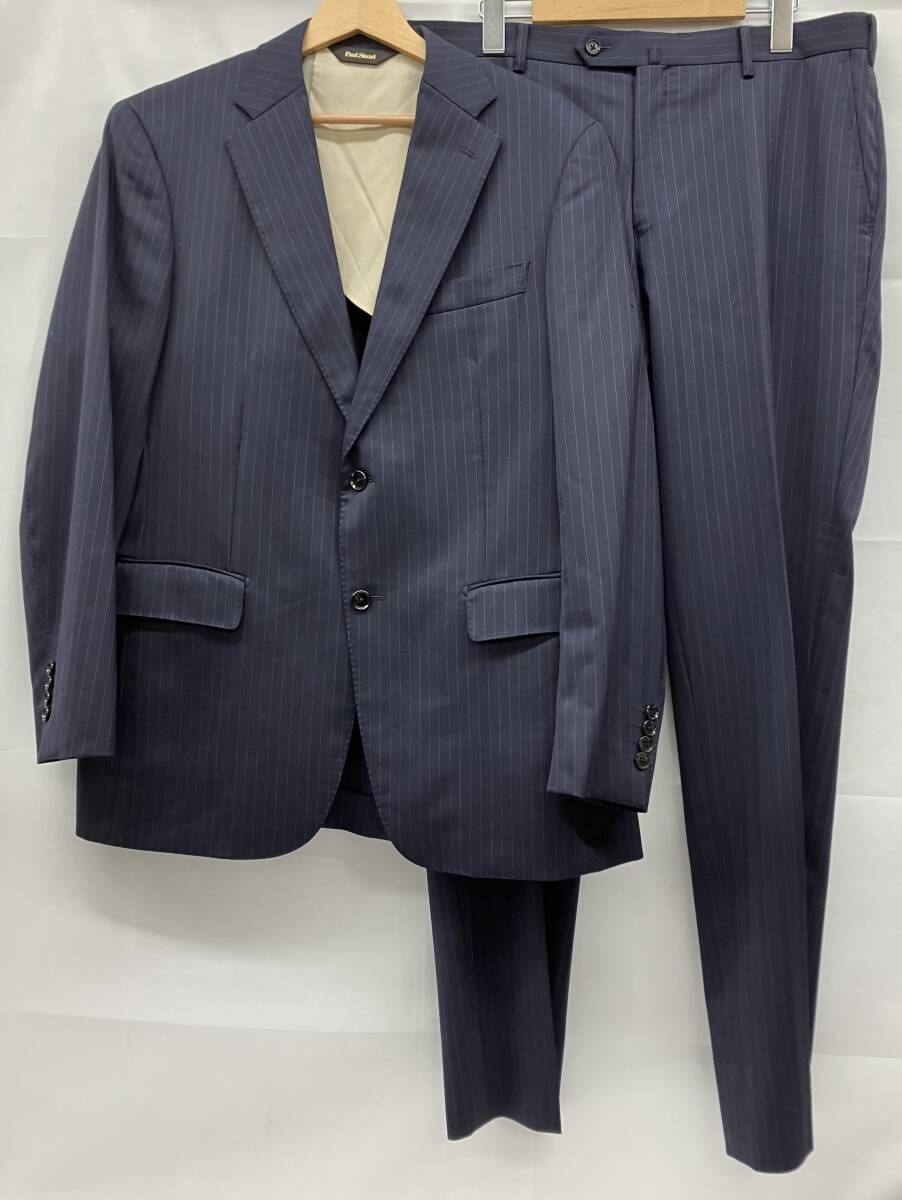 Paul Stuart ポールスチュアート スーツ サイズ48L ジャケット パンツ 上下セット ネイビー ストライプ