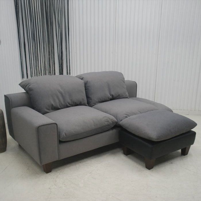 アウトレット 現品限り 一部 大 お洒落なツートン スタイリッシュモダンデザイン ソファー オットマンセット 250328-ノエル3pst
